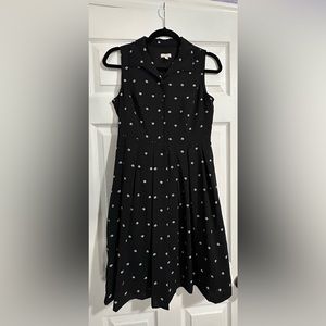 Talbots Petite Floral Button up collar dress with pleats